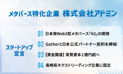 メタバース特化企業 株式会社アドミンの4つの取り組み